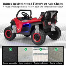 Load image into Gallery viewer, Voiture lectrique Enfant 12 V Tlcommande pour 3-8 Ans 2 Vitesses Ressort de Suspension Charge 59KG 118x74x71CM Noir/Rose/Rouge -