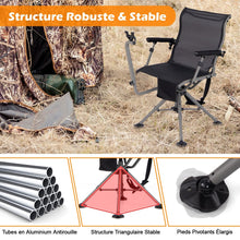 Load image into Gallery viewer, Chaise de Chasse Portable Chaise de Tir avec Siège de Pliable Réglables Rotation à 360° Support de Fusil Réglable Charge 150 kg Noir -