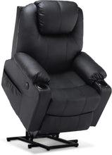 Load image into Gallery viewer, Aide à l'arrimage électrique MCombo, Fauteuil TV, Fauteuil Relaxant, Massage, Chauffage, Connexion USB réglable électriquement, Simili cuir, Noir