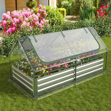 Load image into Gallery viewer, 6FT x 3FT x 3FT Galvanized Bottomless Raised Garden Bed with Greenhouse, Dual 2-Tier Roll-Up Windows, Easy Venting &amp; Watering