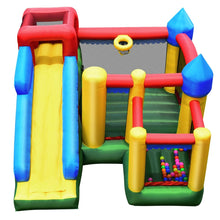 Load image into Gallery viewer, Ch芒teau Gonflable 4 en 1 pour Enfant 3-10 Ans avec Toboggan Aire de Saut Mur d橢scalade Panier de Basketball -