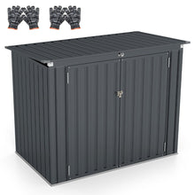 Load image into Gallery viewer, Abri de Stockage en Métal Galvanisé pour Poubelles Extérieur Abri de Jardin Verrouillable avec Toit Ouvert 2 Portes 172X95,5X130CM Gris -
