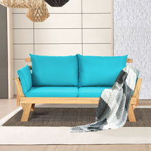Load image into Gallery viewer, Chaise Longue Convertible avec Coussin Canapé de Jardin 2 en 1 en Bois d’Acacia avec Accoudoir Réglable pour Patio Piscine Jardin Blanc/Gris/Bleu/Rouge -
