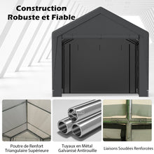 Load image into Gallery viewer, Abri de Voiture 595 x 300 cm Extérieur Tente de Garage avec 8 Parois Latérales Amovibles Portes Enroulables Fenêtres Ventilées Gris -