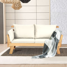 Load image into Gallery viewer, Chaise Longue Convertible avec Coussin Canapé de Jardin 2 en 1 en Bois d’Acacia avec Accoudoir Réglable pour Patio Piscine Jardin Blanc/Gris/Bleu/Rouge -