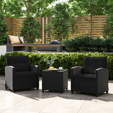 Load image into Gallery viewer, Ensemble de Meubles 3 Pièces de Patio en Rotin Charge 180KG Salon de Jardin 2 Fauteuils Table Basse avec Plateau Noir/Beige/Blanc -