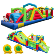 Load image into Gallery viewer, Château Gonflable pour 4 Enfants avec 2 Toboggans Tunnels Zone de Rebond Escalade Obstacles Maison de Jeu avec Souffleur de 680 W -