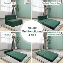 Load image into Gallery viewer, ANONER Canapé de Sol Convertible Canapé Convertible 1 Place, Canape Lit 1 Place en Mousse à Mémoire de Forme &amp; Oreiller, Matelas Pliant Sofa pour Chambre Salon, Vert Foncé