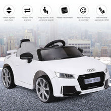 Load image into Gallery viewer, Voiture TTRS Electrique pour Enfants 12V Max. 5 Km/h Double Porte avec Télécommande 2.4G Blanc/Rouge -