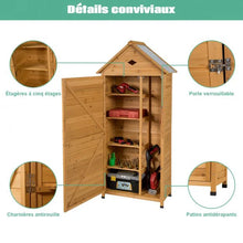 Load image into Gallery viewer, Abri de jardin extérieur à 5 etagères cabane verrouillable en bois de sapin toit en tle galvanisée 20_0005485 -