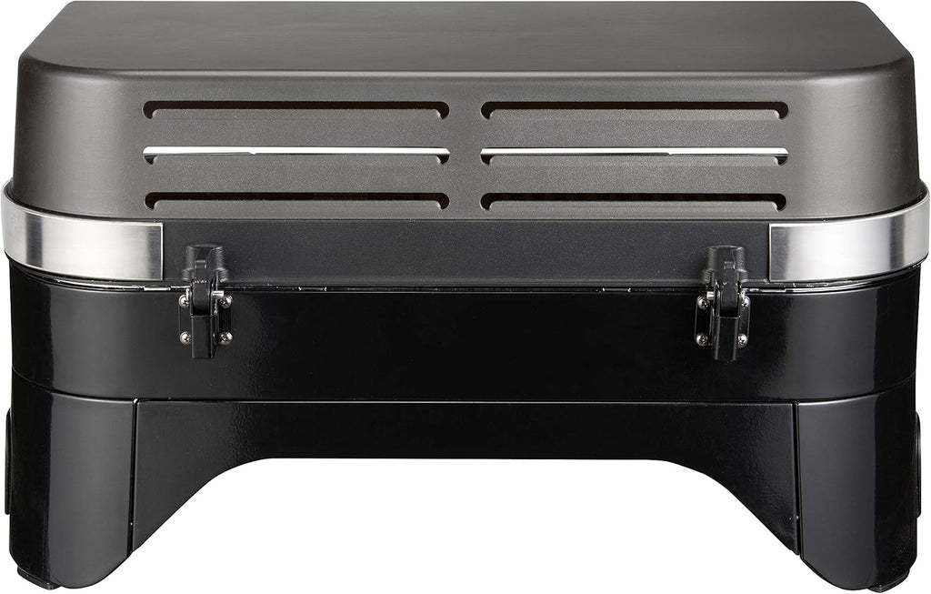Attitude2go,Barbecue de Table à Faible fumée,BBQ Portable,à Couvercle,thermomètre,et Grille en Fonte,Alimentation : Cartouche de gaz CV 470 Plus,Gris