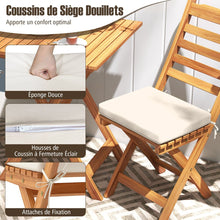Load image into Gallery viewer, Ensemble Bistrot d'Extérieur en Bois d'Acacia Ensemble de Chaises Pliantes et Table Coussins de Siège Sans Accoudoirs à Dossier Haut Blanc -