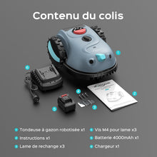 Load image into Gallery viewer, YARDCARE V100 Robot Tondeuse sans Fil Périphérique,avec Navigation par Vision, Évitement d'obstacles(150 Sortes), Robot Tondeuse Gazon avec Batterie 4 Ah, Lame de Rechange