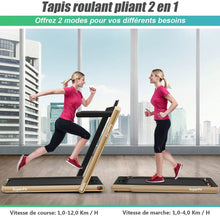 Load image into Gallery viewer, 2 en 1 Tapis de Course Electrique Pliable 1  12 Km/H avec Haut-parleur Bluetooth Tlcommande Moteur 0,75HP Vert/Blanc/Noir/Rouge/Or/Noir et Argent/Bleu -