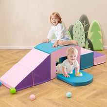 Load image into Gallery viewer, 6 Blocs d’Escalade en Mousse Jeu d’Escalade pour Tout-Petits Jeu d’Activité d’Escalade Coloré Tunnel Escaliers et Rampe pour 12+ Mois Coloré/Bleu/Violet -