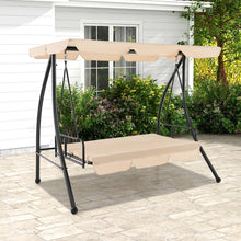 Load image into Gallery viewer, Balancelle d'Extérieur Convertible 2 Places avec Lit Plat Hamac de Terrasse avec Auvent Réglable et Coussin Amovible Pour Jardin -