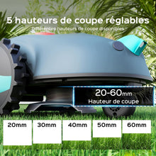Load image into Gallery viewer, YARDCARE V100 Robot Tondeuse sans Fil Périphérique,avec Navigation par Vision, Évitement d'obstacles(150 Sortes), Robot Tondeuse Gazon avec Batterie 4 Ah, Lame de Rechange