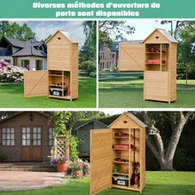 Load image into Gallery viewer, Abri de jardin extérieur à 5 etagères cabane verrouillable en bois de sapin toit en tle galvanisée 20_0005485 -