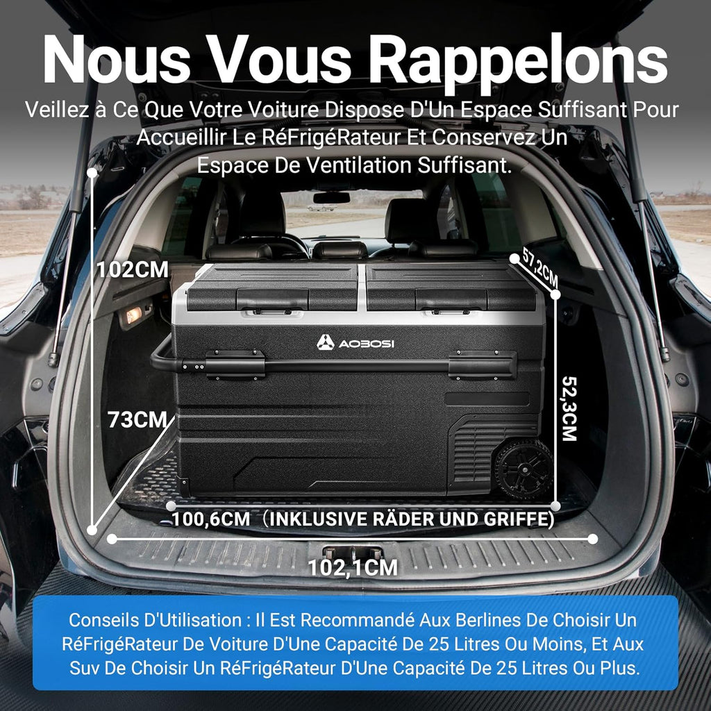 115L Glaciere Electrique Double Zone,Glaciere a Compression WiFi APP,12 V/24 V et 100-240 V Frigo Camping,-20 à 20 pour Voiture,Camion,Bateau,Camping,Car,Caravanes,Voyageant,Maison