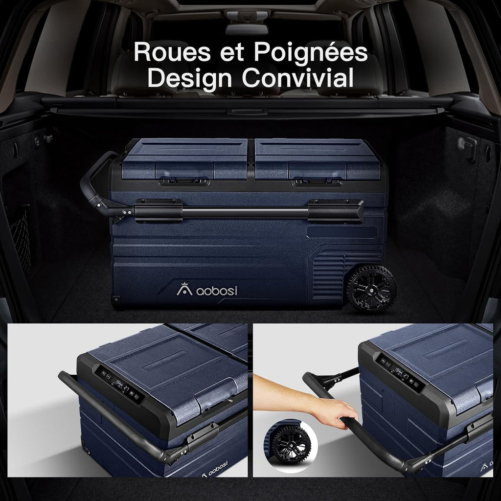115L Glaciere Electrique Double Zone,Glaciere a Compression WiFi APP,12 V/24 V et 100-240 V Frigo Camping,-20 à 20 pour Voiture,Camion,Bateau,Camping,Car,Caravanes,Voyageant,Maison