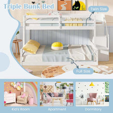 Load image into Gallery viewer, Twin Over Full Bunk Bed with Storage Stairs, Solid Wood Floor Bunk Bed with Full-Length Guardrails, Low Bunk Bed with for Kids Teens Adults