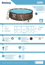 Load image into Gallery viewer, Power Steel Deluxe Piscine tubulaire ronde avec cadre en acier solide Kit complet Aspect rotin 366 x 100 cm,Marron