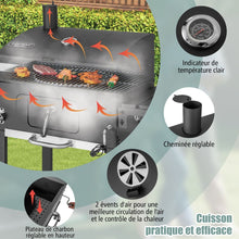 Load image into Gallery viewer, Barbecue  Charbon de Bois Portable avec 2 Tables d'Appoint Noir -