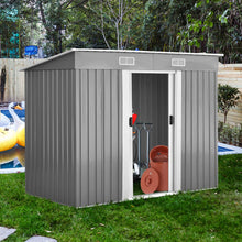 Load image into Gallery viewer, Abri de Jardin  l'Extrieur en Acier Galvanis avec 2 Portes,4 Bouches d'Aration pour Stocker Outils 238 x 131 x 181CM Gris+Blanc -