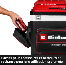 Load image into Gallery viewer, Einhell Glacière portable sans fil TE-COL 18/27 Li-Solo Power X-Change (18 V, 27 l, refroidit et maintient au chaud, mode hybride 12 V pour la voiture et 230 V sur secteur, avec poches, sans batterie)