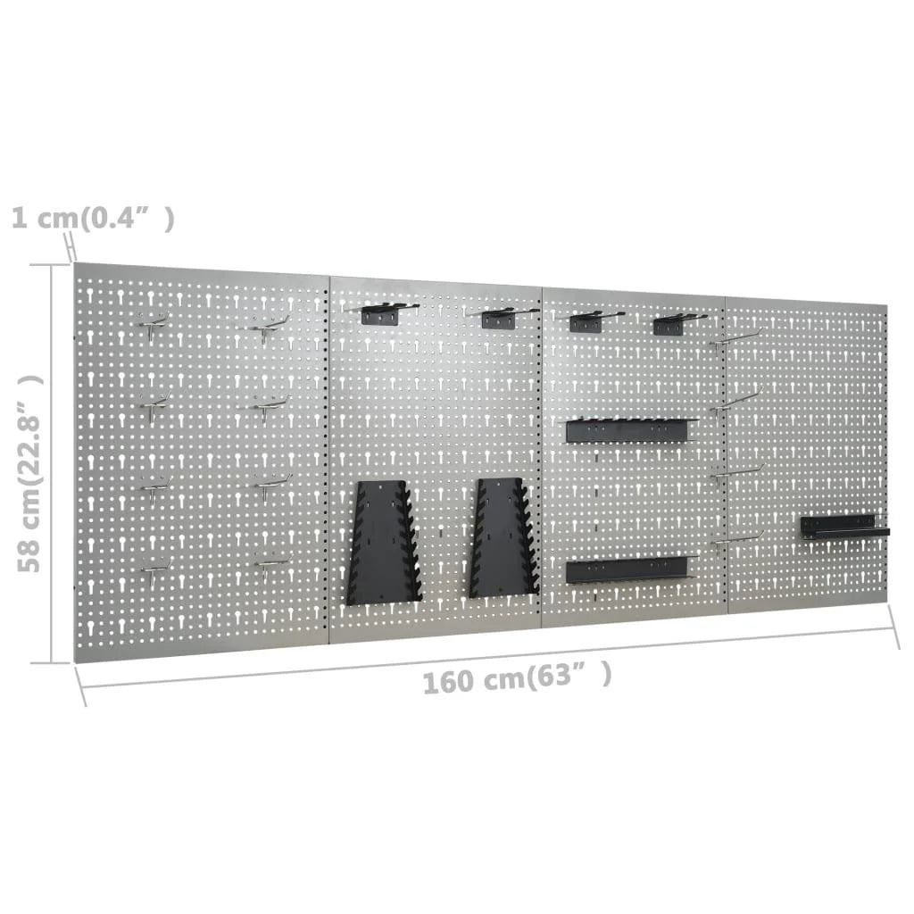 Etabli avec 4 panneaux muraux table de travail poste de travail stockage rangement d'outils 160 cm garage atelier pieds rglables en hauteur 02_0003666 -