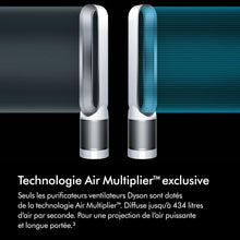 Load image into Gallery viewer, Dyson Pure Cool TP00 – Purificateur ventilateur tour sans pales, 10 vitesses, 434L/s, filtre HEPA 360°, capte 99,95% particules, Blanc/Argent