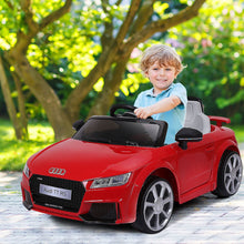 Load image into Gallery viewer, Voiture TTRS Electrique pour Enfants 12V Max. 5 Km/h Double Porte avec Télécommande 2.4G Blanc/Rouge -