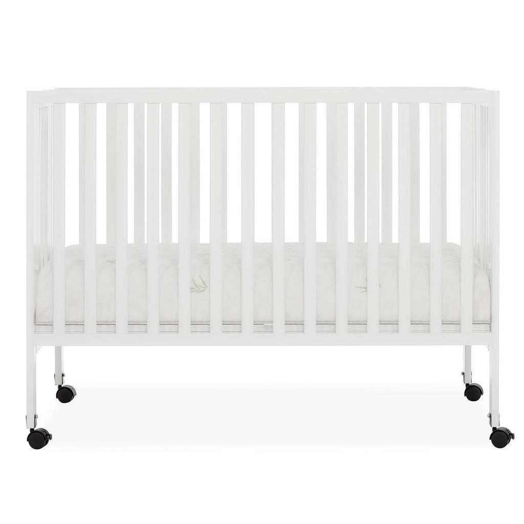 Dream on Me Quinn Full - Size Folding Crib. Removable Wheels. Modern Nursey. Adjustable Mattress Support. Patent Folding System in White