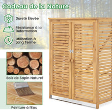 Load image into Gallery viewer, Abri à Poubelle en Bois de 120 L Abri pour Outils d'Extérieur avec Couvercle Ouvrable Doubles Portes Loquet de Verrouillage Naturel -