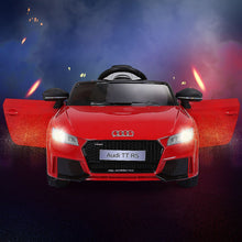 Load image into Gallery viewer, Voiture TTRS Electrique pour Enfants 12V Max. 5 Km/h Double Porte avec Télécommande 2.4G Blanc/Rouge -