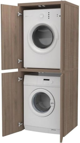 Meuble lave-linge,sche-linge,meuble buanderie avec portes,couleur ch锚ne vintage,en bois,rectangulaire,colonne lave-linge et sche-linge,fabriqu en Italie -