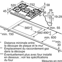 Load image into Gallery viewer, PPQ7A6I40,Srie 6,Plaque gaz,5 feux,80 cm,Verre tremp noir