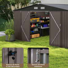 Load image into Gallery viewer, Abri de Stockage Extrieur Grand Hangar  Outils avec Design de Toit Inclin Portes Fermables avec Cls 4 Arations 350x350x198cm Gris -