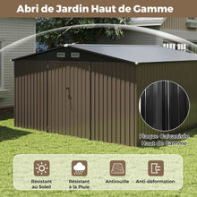 Load image into Gallery viewer, Abri de Stockage Extrieur Grand Hangar  Outils avec Design de Toit Inclin Portes Fermables avec Cls 4 Arations 350x350x198cm Gris -