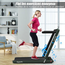 Load image into Gallery viewer, 2 en 1 Tapis de Course Electrique Pliable 1 à 12 Km/H avec Haut-parleur Bluetooth Télécommande Moteur 0,75HP Vert/Blanc/Noir/Rouge/Or/Noir et Argenté/Bleu -