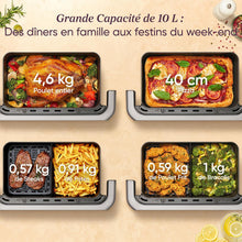 Load image into Gallery viewer, COSORI Air Fryer 10L Twinfry,Dual Zone Avec Sparateur Amovible,Capacit Flexible de 10L,Friteuse sans Huile 6-en-1,35鈩240鈩66% d'nergie en Moins,Livre de Recettes et Application