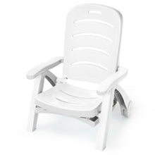 Load image into Gallery viewer, Chaise Longue Pliable Dossier Inclinable  5 Positions avec Roues Intgres pour Terrasse Jardin Piscine 150 kg Gris/Blanc/Bleu -