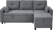 Load image into Gallery viewer, Zubaliya Canapé Convertible en Forme de L,canape lit 2 Places Convertible Gris,canapé 3 Places lit gigogne avec Fonction Couchage,équipé d'un Espace de Rangement