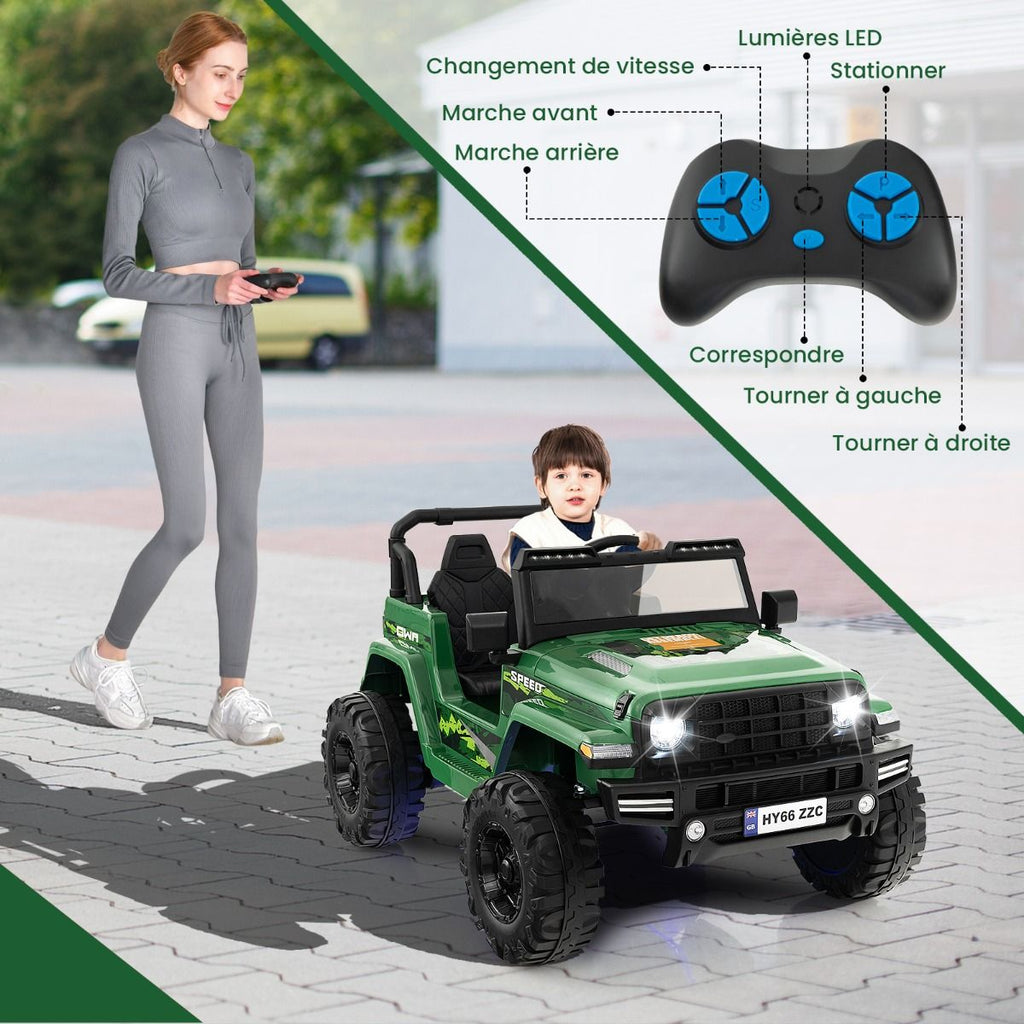 24V Voiture lectrique 2 Places Enfants avec Tlcommande 2,4G Musique LED Dmarrage Lent 2 Vitesses Charge 35kg pour 3-8 Ans+ Rouge/Rose/Vert -