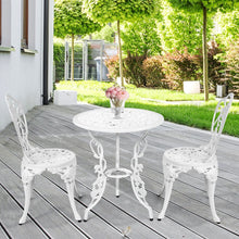 Load image into Gallery viewer, Ensemble Table et 2 Chaises pour Jardin en Aluminium en Forme de Rose Blanc Rsistant aux Intempries -