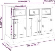 Load image into Gallery viewer, vidaXL Buffet Corona Marron 112x44x78 cm Bois Massif pin Mexicain, Meuble de Rangement, Meuble de Rangement de Cuisine, Meuble de Rangement de Salon