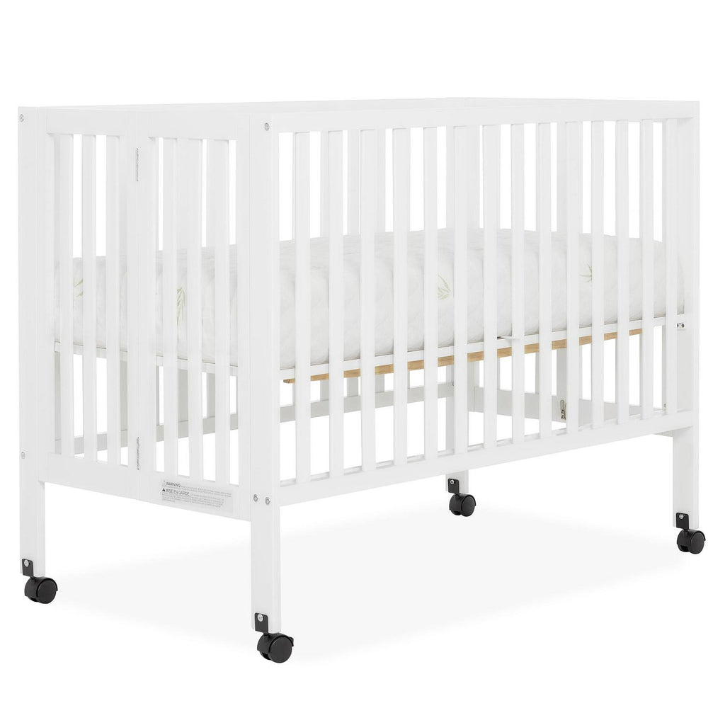 Dream on Me Quinn Full - Size Folding Crib. Removable Wheels. Modern Nursey. Adjustable Mattress Support. Patent Folding System in White