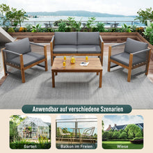 Load image into Gallery viewer, Salon de Jardin,Salon de Jardin 4 Personnes,avec canapé,Table Basse et Coussins,Housse en Tissu déhoussable et Lavable,Noir (Coussins d'assise Inclus)