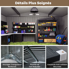 Load image into Gallery viewer, Abri de Stockage Extrieur Grand Hangar  Outils avec Design de Toit Inclin Portes Fermables avec Cls 4 Arations 350x350x198cm Gris -