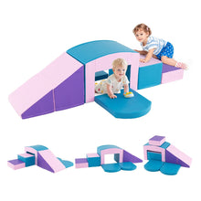 Load image into Gallery viewer, 6 Blocs d橢scalade en Mousse Jeu d橢scalade pour Tout-Petits Jeu d橝ctivit d橢scalade Color Tunnel Escaliers et Rampe pour 12+ Mois Color/Bleu/Violet -